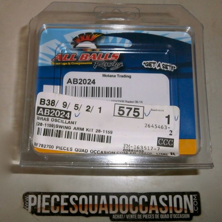 KIT DE ROULEMENT DE BRAS OSCILLANT  QUAD 700 RAPTOR (ALL BALLS)