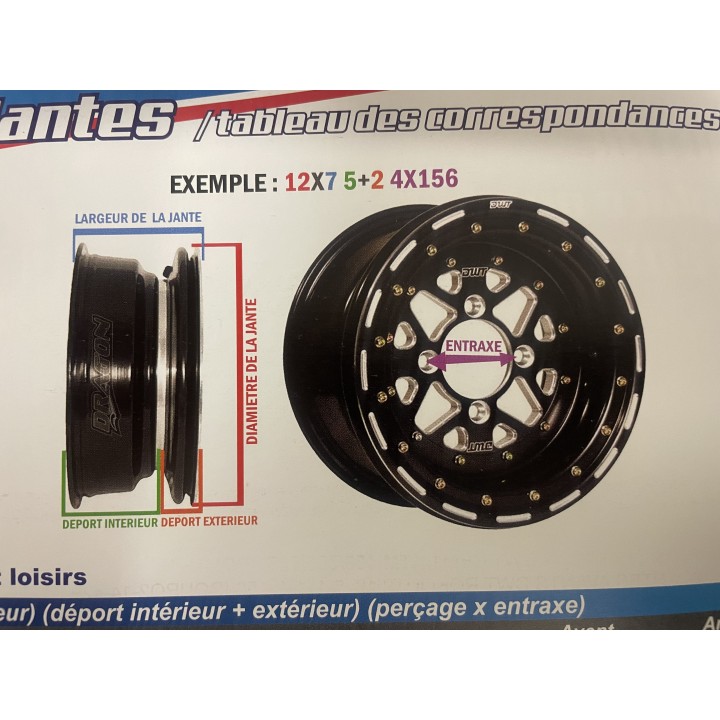 JANTE ARRIÈRE QUAD 250 LTZ OU 400 LTZ/KFX/DVX (NOIR)
