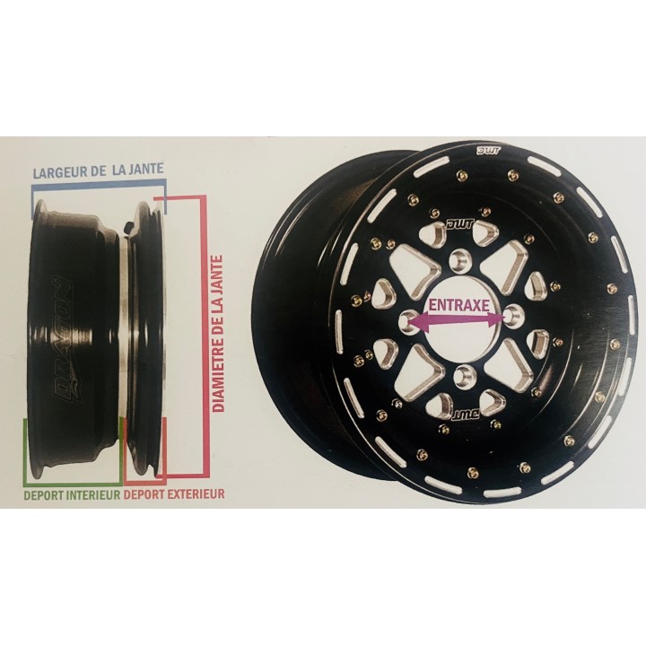 JANTE ARRIERE QUAD 250/350/450/660/700 RAPTOR YAMAHA (GRISE)