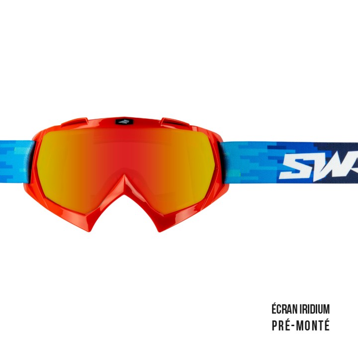 Masque cross SWAP'S PIXEL Rouge + Ecran Iridium Or / Rouge PRÉ-MONTÉ