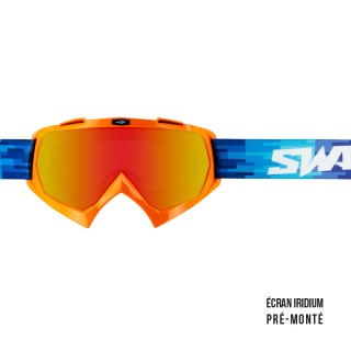 Masque cross SWAP'S PIXEL Orange + Ecran Iridium Or / Rouge PRÉ-MONT
