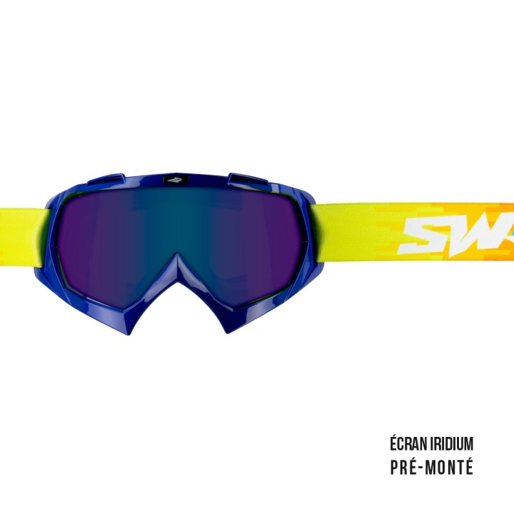 Masque cross SWAP'S PIXEL Bleu + Ecran Iridium Bleu PRÉ-MONTÉ