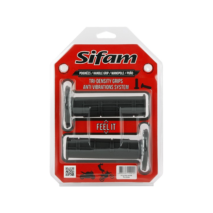 Poignées anti vibrations noires cross SIFAM Ø22mm