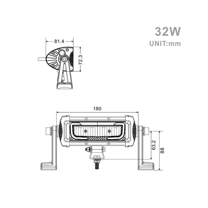 Projecteur Rectangulaire LED 32W 2625 Lum avec feux diurne