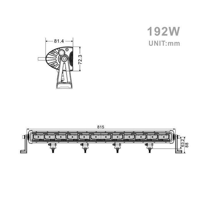 Projecteur Rectangulaire LED 192W 15750 Lum, Epistar LED, CE ROHS