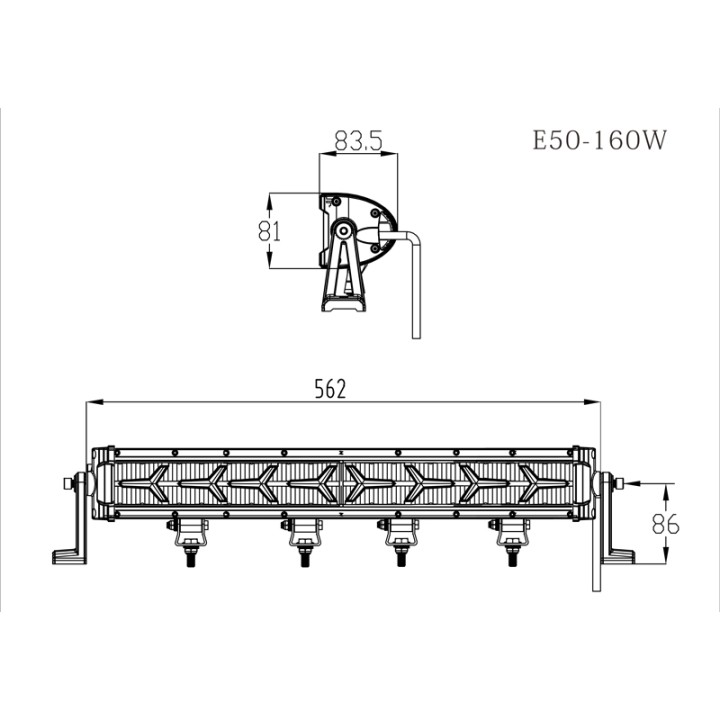 Projecteur LED 22 Pouce (562 mm) avec fonction clignotant et feux diur