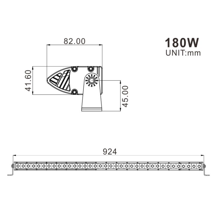 Projecteur LED 36 Pouce (924 mm) simple rangée