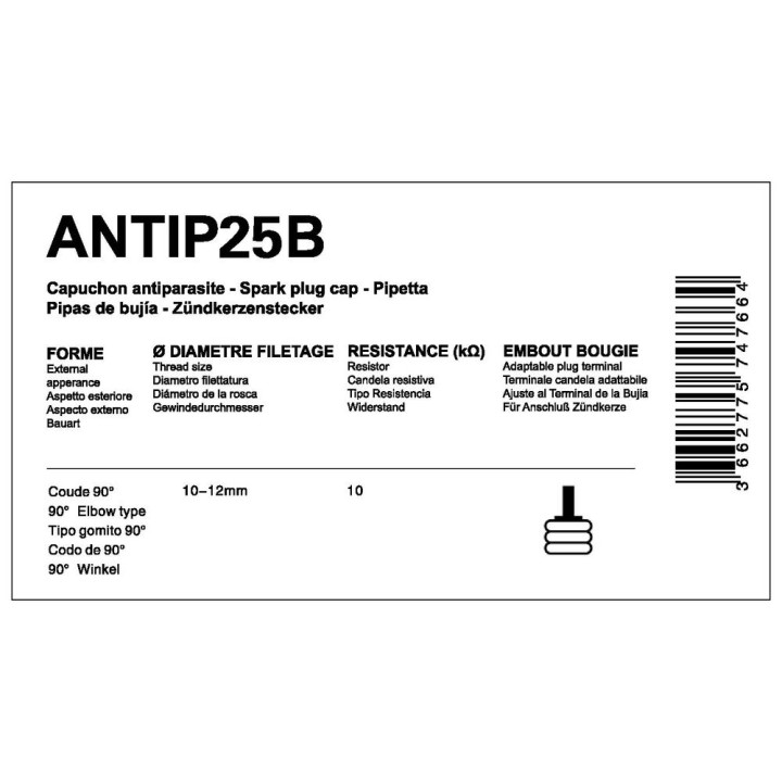 Capuchon Antiparasite BLISTER 10kΩ Sans Olive Bougie 10-12mm