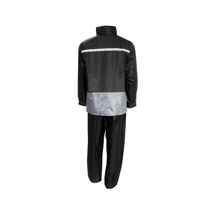 Ensemble Pluie Polyester Revêtement Pvc Noir Marquages Reflechissants