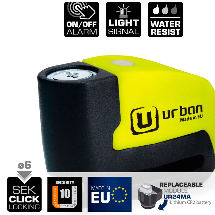 Bloque Disque ø6 mm avec ALARME et AVERTISSEUR Jaune et noir