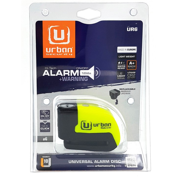 Bloque Disque ø6 mm avec ALARME et AVERTISSEUR Jaune et noir