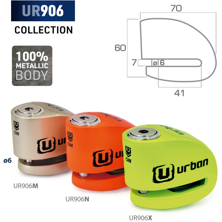 Bloque Disque Ø6 mm avec ALARME - Jaune Fluo
