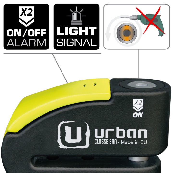 Antivol SRA - Bloque Disque Noir et jaune ø14 mm - Hi-Tech Alarme