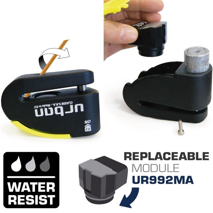 Antivol SRA - Bloque Disque Noir et jaune ø14 mm - Hi-Tech Alarme