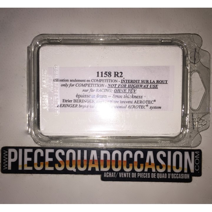 Paire de  plaquettes 1158 R2 Beringer pour étrier 2 pistons Ø 32mm KIT1158R2