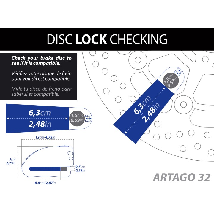 Antivol SRA - Bloque Disque Ø15.5mm - Homologués