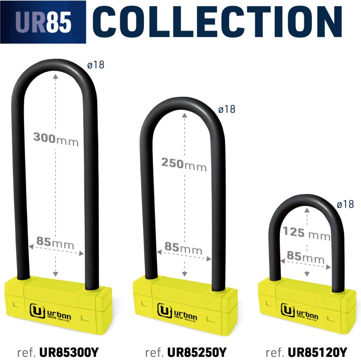 Antivol SRA - U - UR85 - ø18 - 85*120 Homologation Noir & Jaune