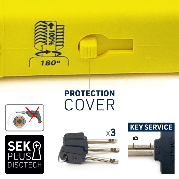 Antivol SRA - U - UR85 - ø18 - 85*300 Homologation Noir & Jaune