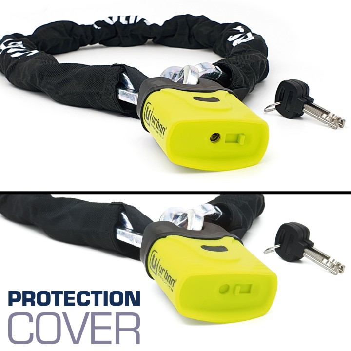 Antivol Chaine + Cadenas - Ø10 - Longeur 1200 mm - Noir et Jaune