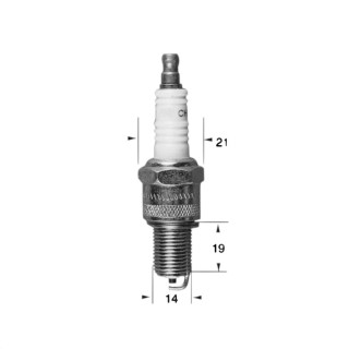 Bougie RN2C Ø14mm Culot: 19mm - Equivalence BR9ES