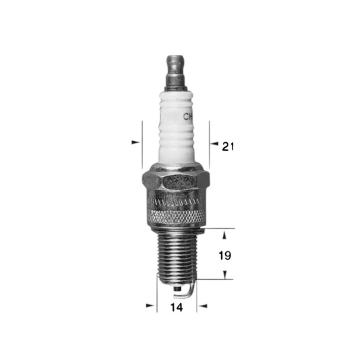 Bougie RN2C Ø14mm Culot: 19mm - Equivalence BR9ES
