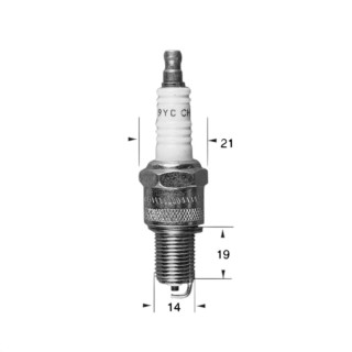 Bougie RN9YC Ø14mm Culot: 19mm - Equivalence BR7ES