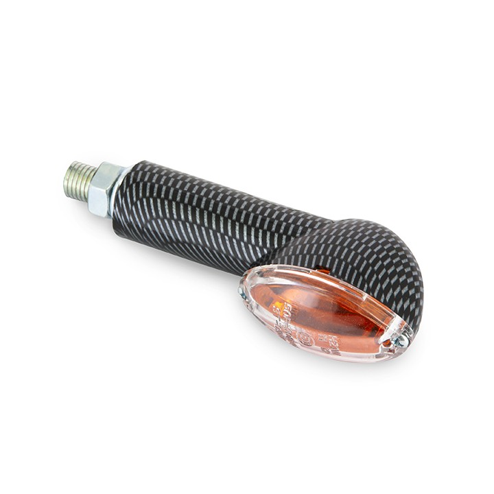 Paire de mini clignotants long ovale - look carbone