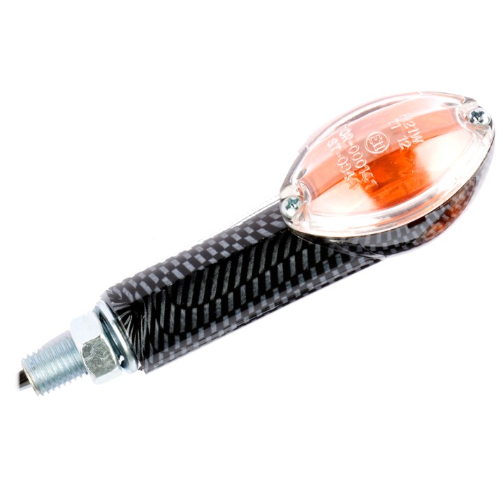 Paire de mini clignotants long ovale - look carbone