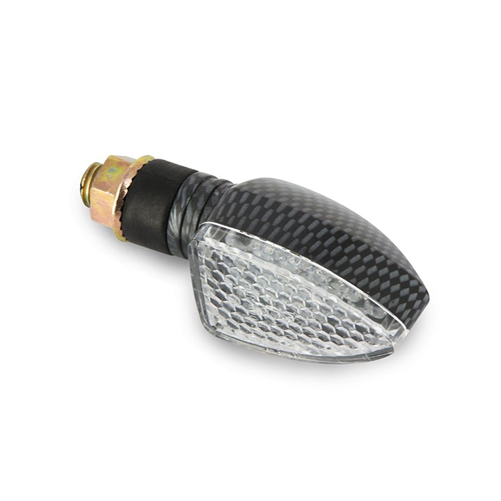 Paire de mini clignotants LED triangulaire court - Look carbone