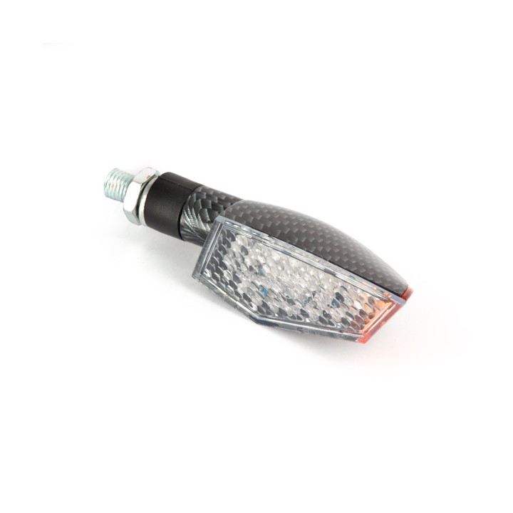 Paire de mini clignotants LED Courbé + Led Latérale - Look carbone