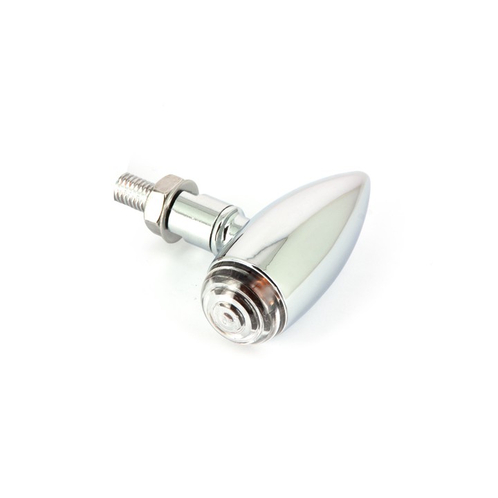 Paire de mini clignotants Bullet court - Chromé