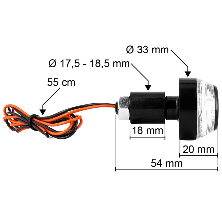 Embouts de guidon Clignotants LED - en Plastique Noir - CE