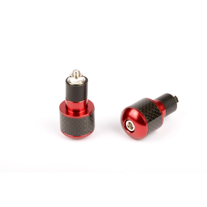 Embouts de guidon ronds Ø17 look Carbone noir et anodisés rouge