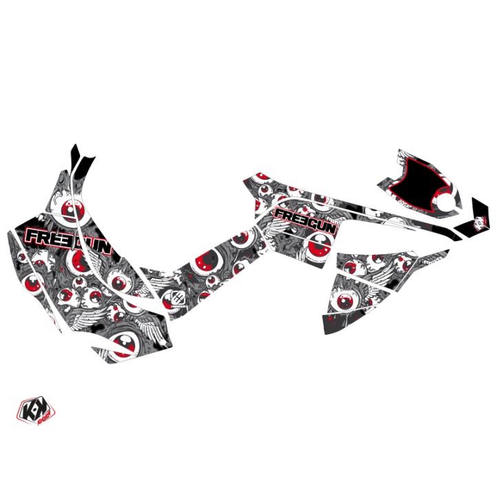 Kit Déco Quad Freegun Eyed Can Am DS 90 Gris Rouge (2008-2023)