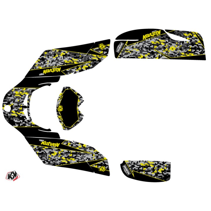 Kit Déco Quad Predator Can Am DS 650 Noir Gris Jaune (2001-2006)
