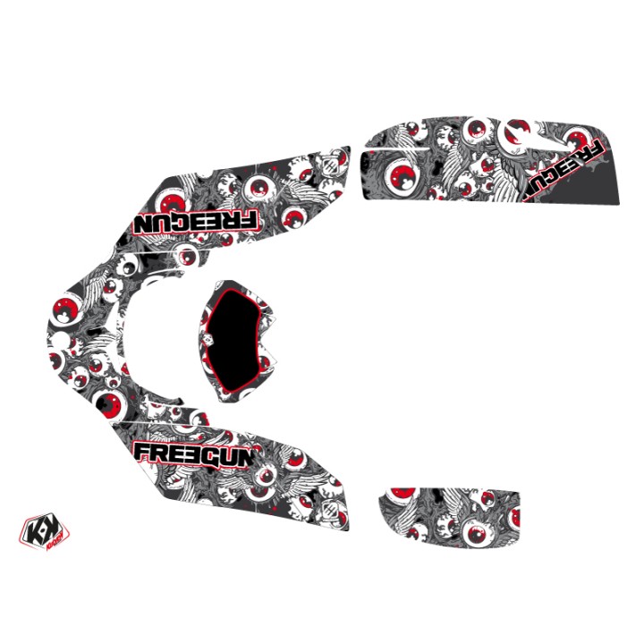 Kit Déco Quad Freegun Eyed Can Am DS 650 Gris Rouge (2001-2006)