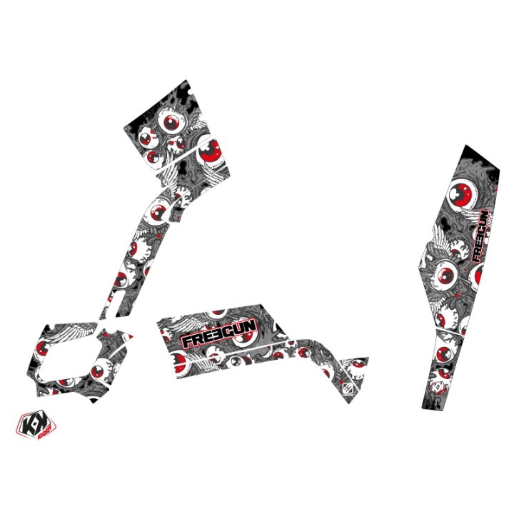 Kit Déco Quad Freegun Eyed Can Am Outlander 400 XTP Gris Rouge (2010-