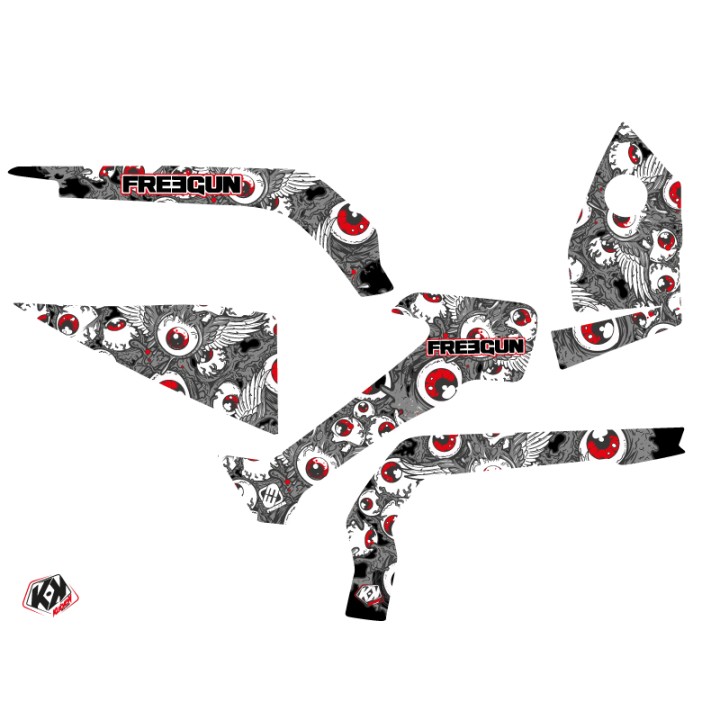 Kit Déco Quad Freegun Eyed Can Am Outlander 1000 Gris Rouge (2012-201