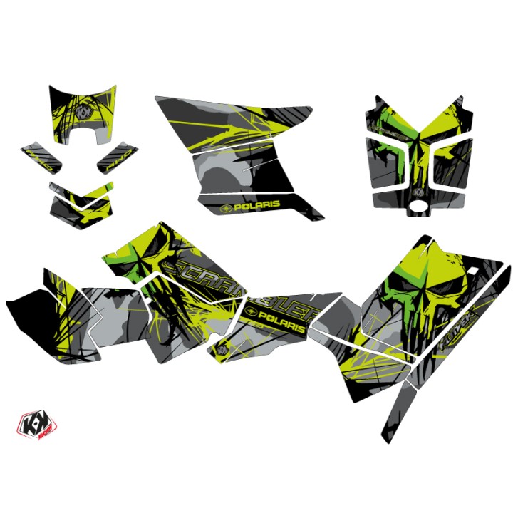 Kit Déco Quad Evil Polaris Scrambler 850-1000 XP Gris Vert FULL (2015