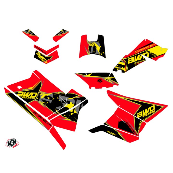 Kit Déco Quad Visor Polaris Scrambler 850-1000 XP Rouge Jaune (2015-2