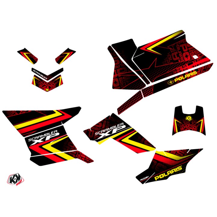 Kit Déco Quad Rock Polaris Scrambler 850-1000 XP Rouge Jaune (2015-20