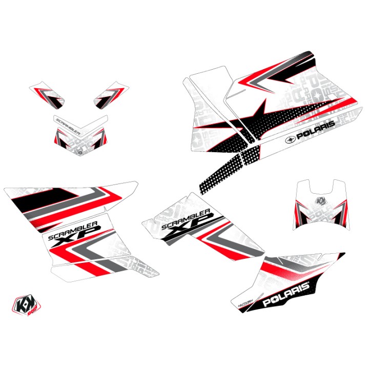 Kit Déco Quad Rock Polaris Scrambler 850-1000 XP Blanc Rouge (2015-20