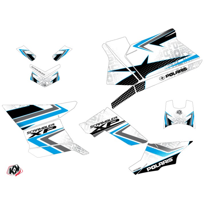 Kit Déco Quad Rock Polaris Scrambler 850-1000 XP Blanc Bleu (2015-201