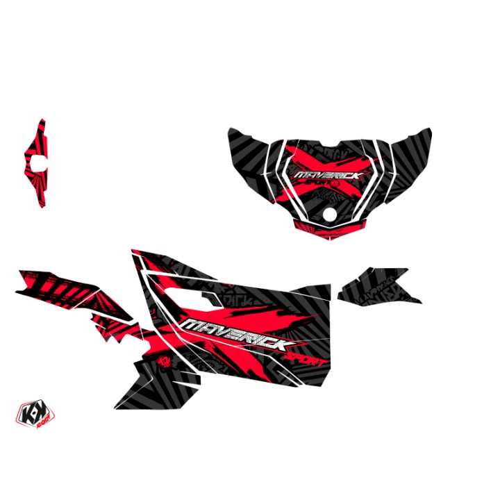Kit Déco SSV Kollector Can Am Maverick Sport Avec Portes Noir Rouge (