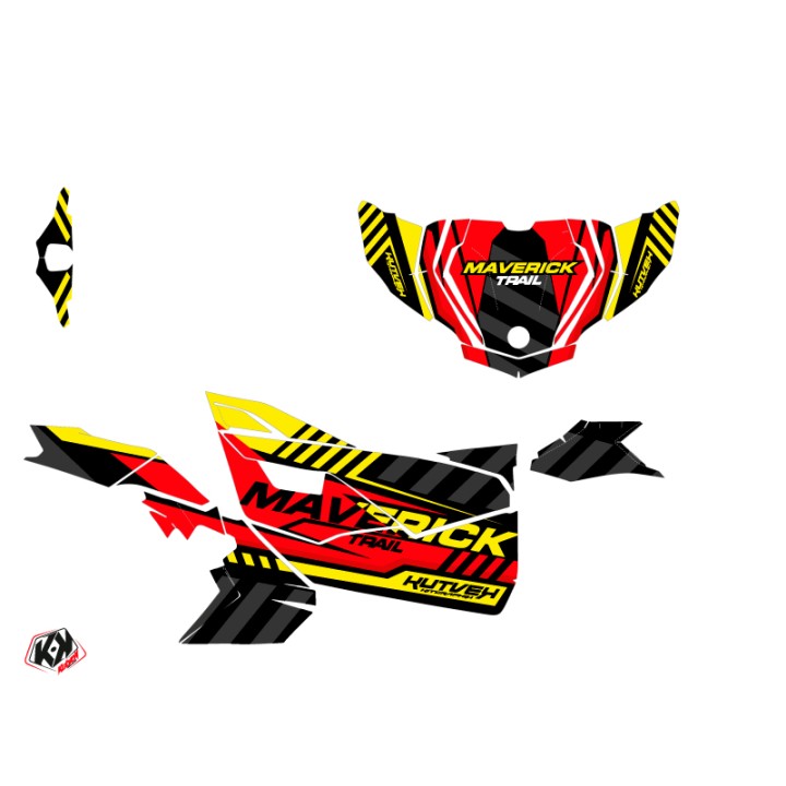 Kit Déco SSV Konkeror Can Am Maverick Trail Avec Portes Rouge Jaune (