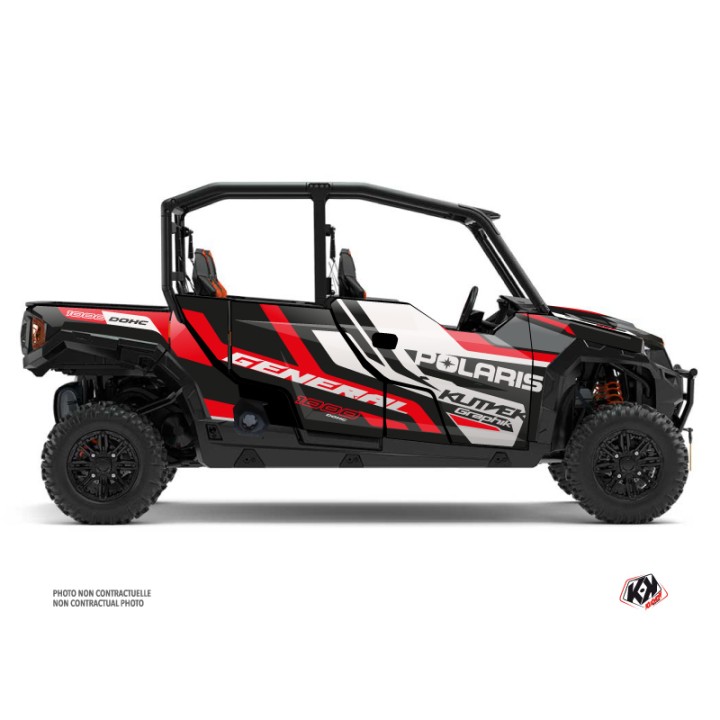 Kit Déco SSV Root Polaris GENERAL 1000 4 portes Rouge Noir (2017-2021