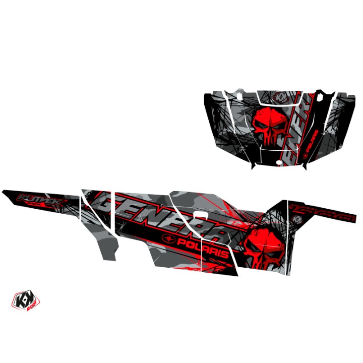 Kit Déco SSV Evil Polaris GENERAL 1000 4 portes Gris Rouge (2017-2021