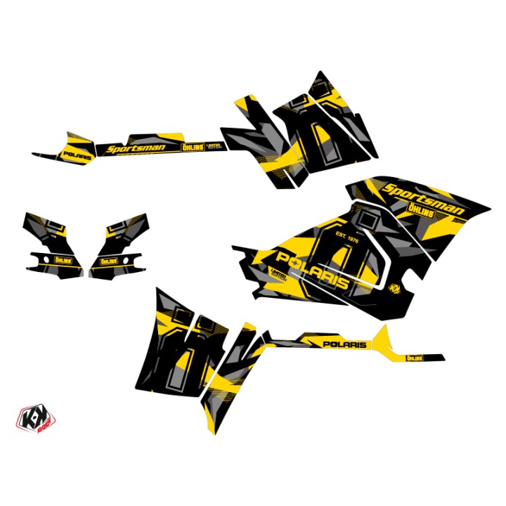Kit Déco Quad Ohlins Polaris 570 Sportsman Forest Gris Jaune (2014-20