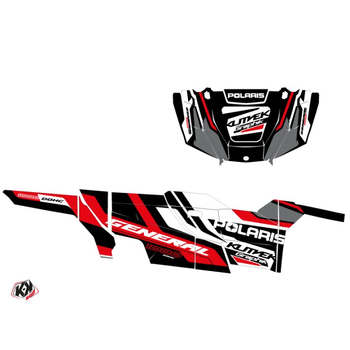 Kit Déco SSV Root Polaris GENERAL 1000 4 portes Rouge Noir (2022-2023