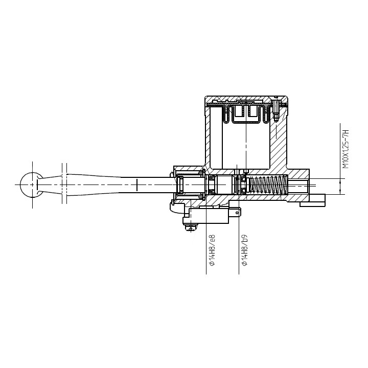 Maitre Cylindre de Frein Gauche Fixation Ø22 - Piston Ø12.9 mm Livr